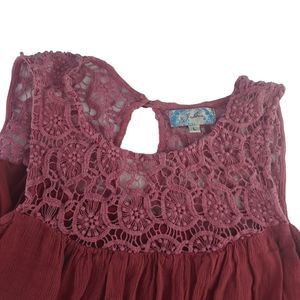 J Gee Large Red Gypsy Peasant Bohemian‎ Open Shoulder Dress RN 90353